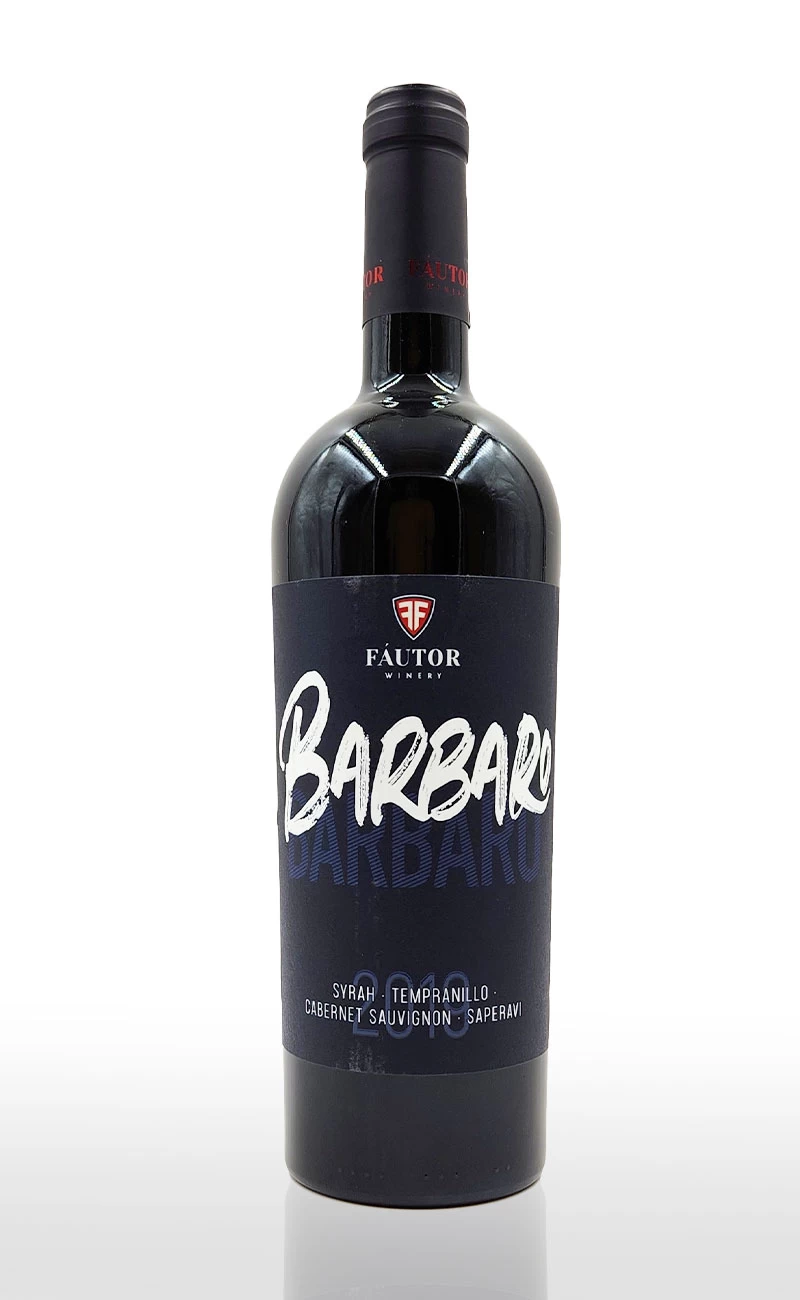 VIN ROȘU ÎN STICLĂ - BARBARO SYRAH, TEMPRANILLO, CABERNET SAUVIGNON & SAPERAVI - ROȘU SEC - FAUTOR 0.75L