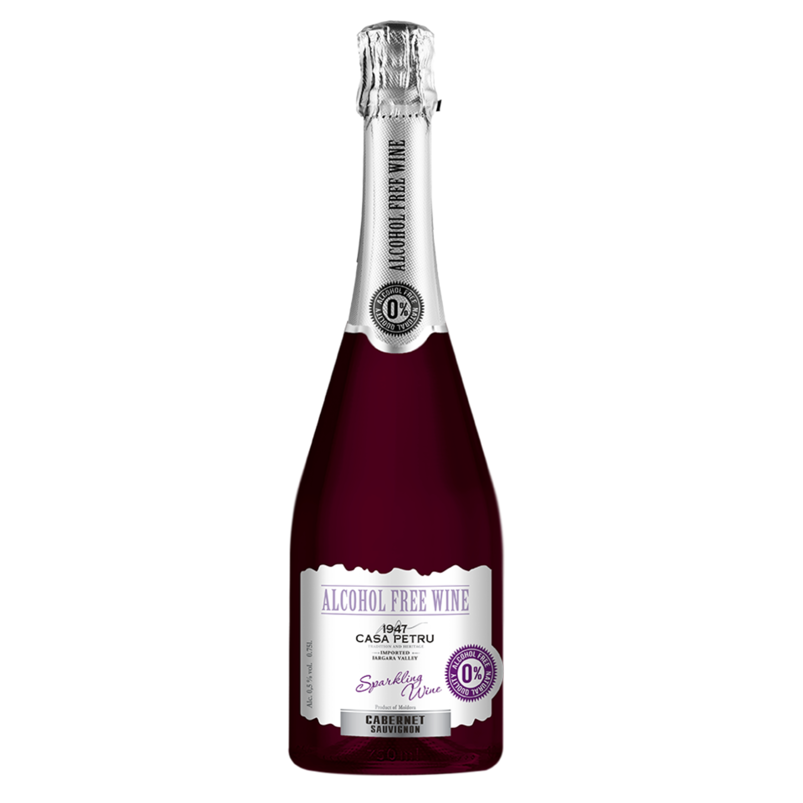NON-ALCOOLICE - CASA PETRU CABERNET SAUVIGNON - VIN SPUMANT DEZALCOOLIZAT ROȘU DEMISEC - 0.75L