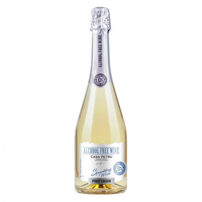 NON-ALCOOLICE - CASA PETRU PINOT GRIGIO - VIN SPUMANT DEZALCOOLIZAT ALB DEMISEC - 0.75L