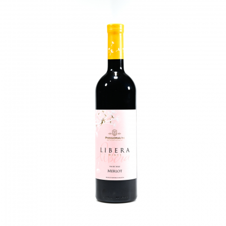 VIN ROȘU ÎN STICLĂ - LIBERA MERLOT - ROSU SEC - PODGORIA VIN 0.75L