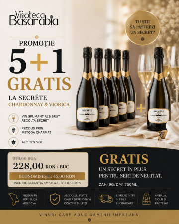 VIN SPUMANT ALB - PROMOȚIE „5+1 GRATIS” LA SECRÉTE CHARDONNAY & VIORICA