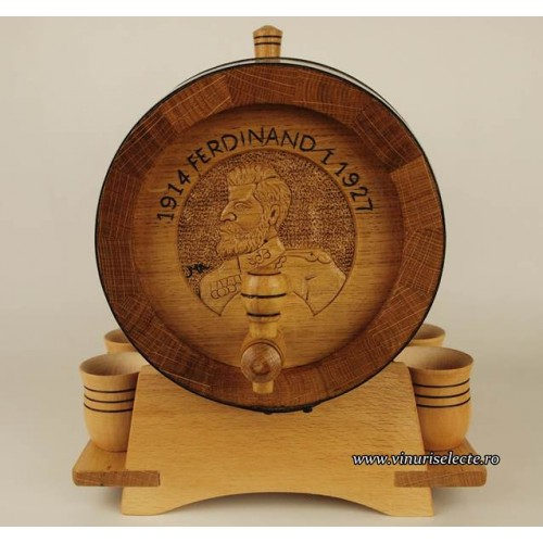 Butoias din stejar pentru vin sculptat cu bustul Regelui Ferdinand I [2]