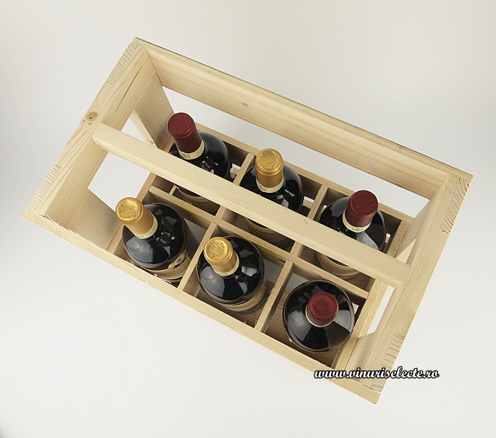 Naveta lemn masiv pentru 6 sticle vin [2]