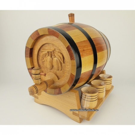 Ambalaje vin - Butoias sculptat din prun si salcam pentru tuica si rachiu