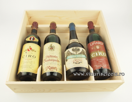 Cutii Lemn (4 sticle) - Cutie lemn masiv 4 sticle de vin 38x37x10.5