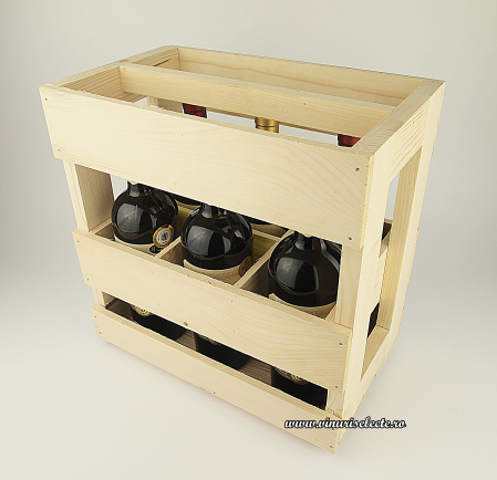 Naveta Lemn (6 sticle) - Naveta lemn masiv pentru 6 sticle vin