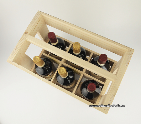 Naveta lemn masiv pentru 6 sticle vin [1]