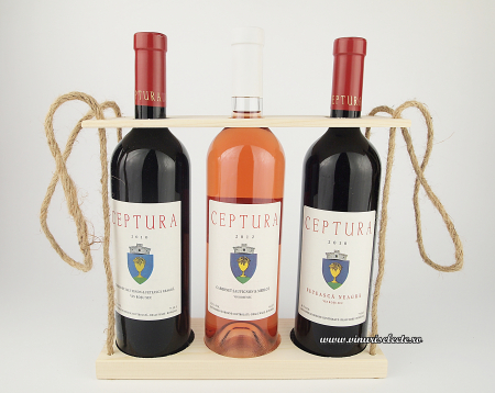 Cutii Lemn (3 sticle) - Suport vin 3 sticle