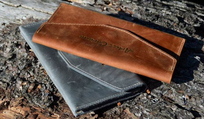 Portofel piele gri handmade [3]