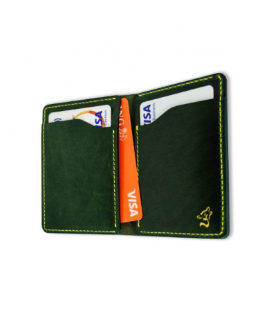 Card Holder verde din piele naturala Artiss Corium [1]