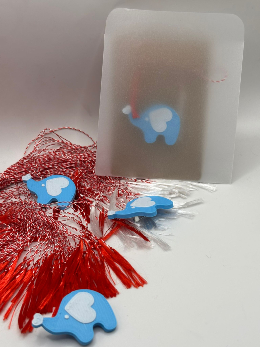 Mărțișor elefant albastru printat 3D cu broșă | 1 Martie [3]