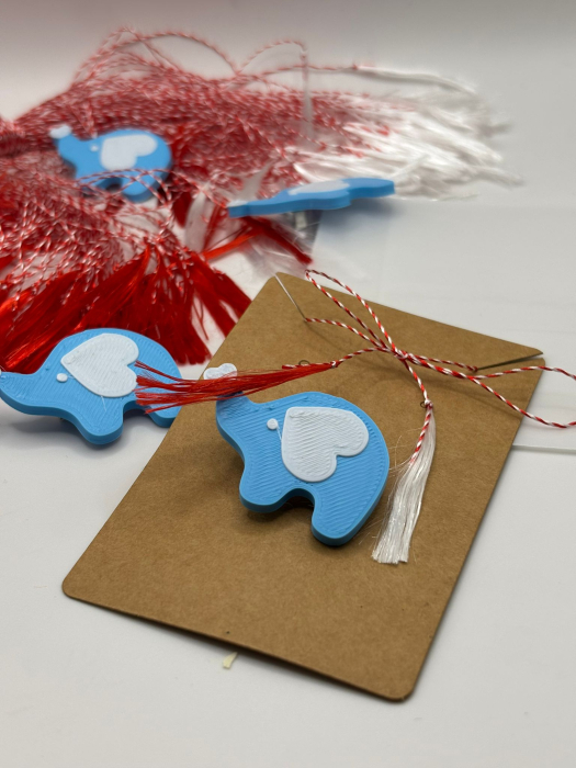 Mărțișor elefant albastru printat 3D cu broșă | 1 Martie [2]