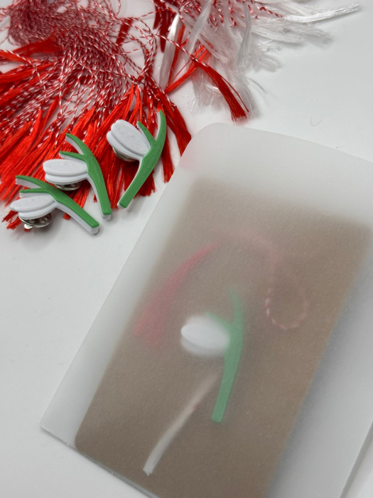 Mărțișor ghiocel printat 3D cu broșă | 1 Martie [4]