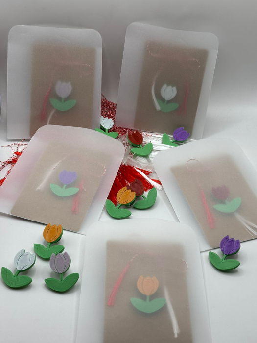 Mărțișor lalea mică printat 3D – broșă modernă de 1 Martie [3]