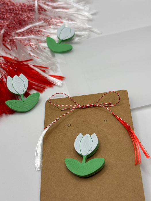 Mărțișor lalea mică printat 3D – broșă modernă de 1 Martie [2]