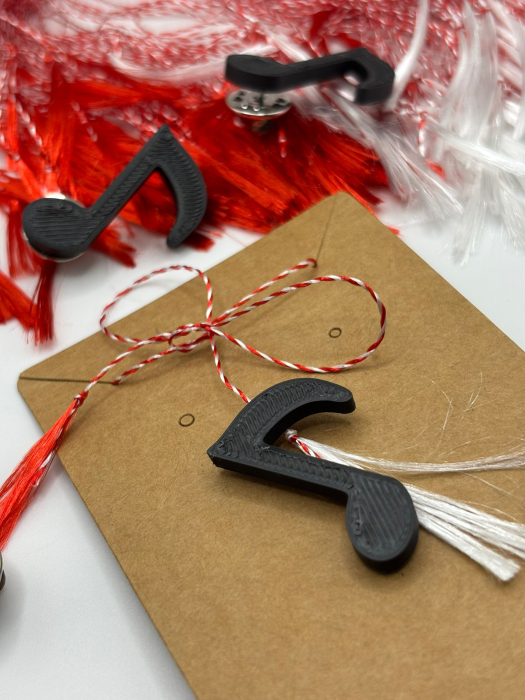 Mărțișor Muzică printat 3D cu broșă | Cadou 1 Martie [3]