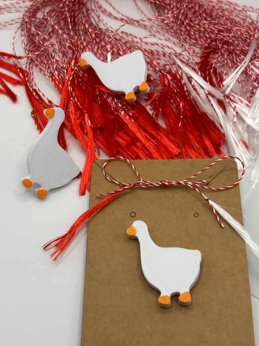 Mărțișor gâscă printat 3D cu broșă | 1 Martie [3]