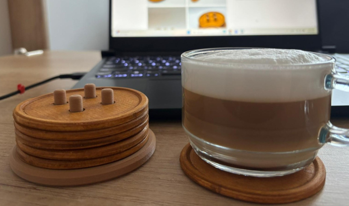 Pachet promoțional – set 6 suporturi pahare formă de nasture + suport depozitare [7]