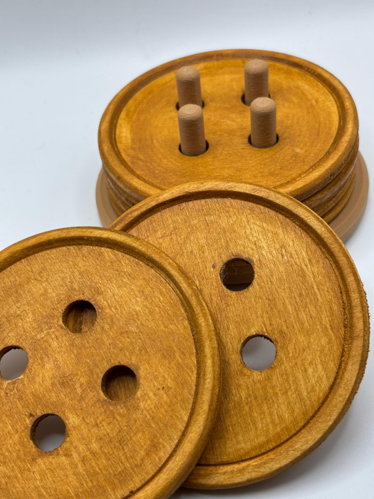 Pachet promoțional – set 6 suporturi pahare formă de nasture + suport depozitare [6]