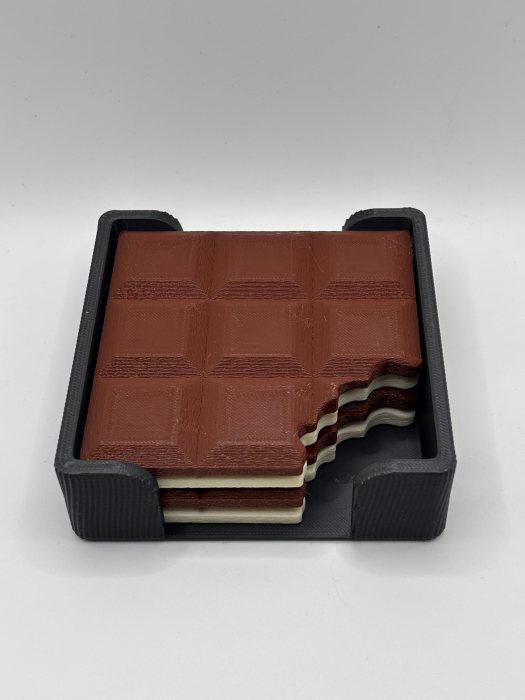 Set promo coastere ciocolată muscata printate 3D – 4 buc + suport [2]