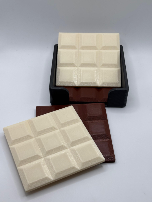 Set promo coastere ciocolată printate 3D – 4 buc + suport [2]