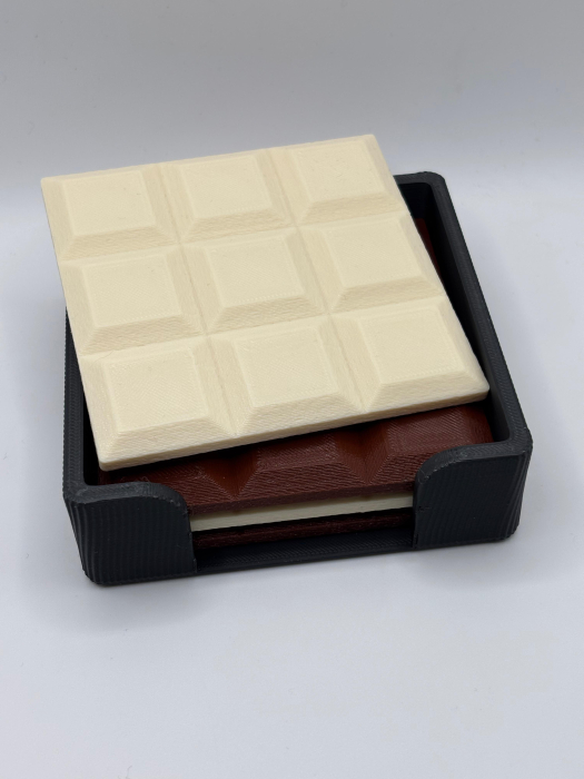 Set promo coastere ciocolată printate 3D – 4 buc + suport [3]