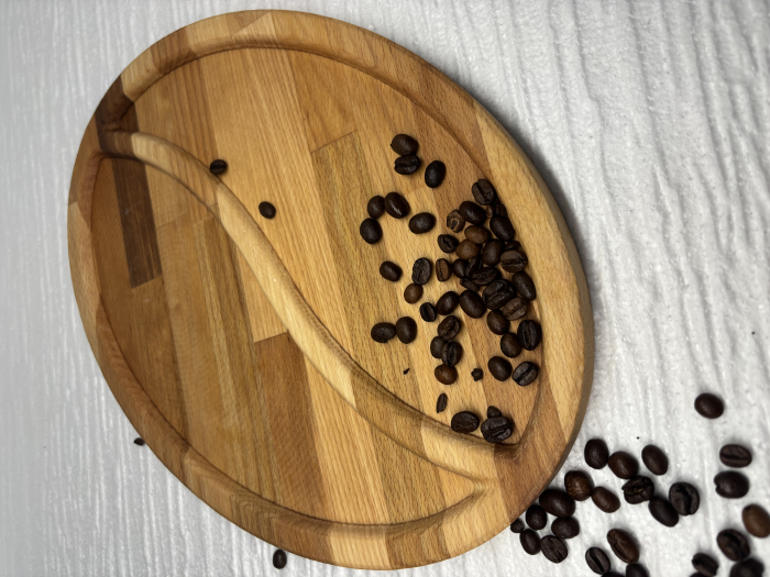 Tăviță lemn masiv fag – formă boabă de cafea 30x22 cm [2]