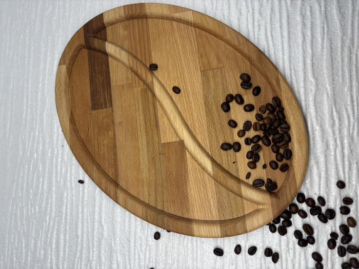 Tăviță lemn masiv fag – formă boabă de cafea 30x22 cm [3]