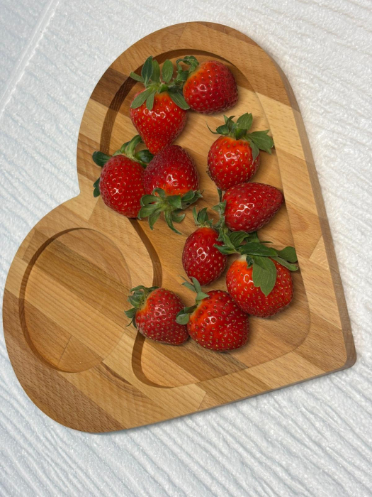 Tăviță din Lemn Masiv de Fag în Formă de Inimă 28 cm | Versatilă pentru Servire [3]