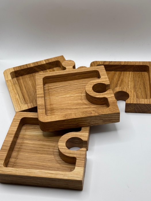 Tăviță Puzzle din Lemn Masiv de Stejar 20x20 cm | Servire Premium [2]