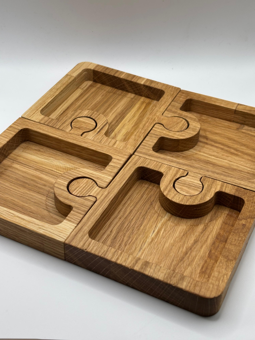Tăviță Puzzle din Lemn Masiv de Stejar 20x20 cm | Servire Premium [6]