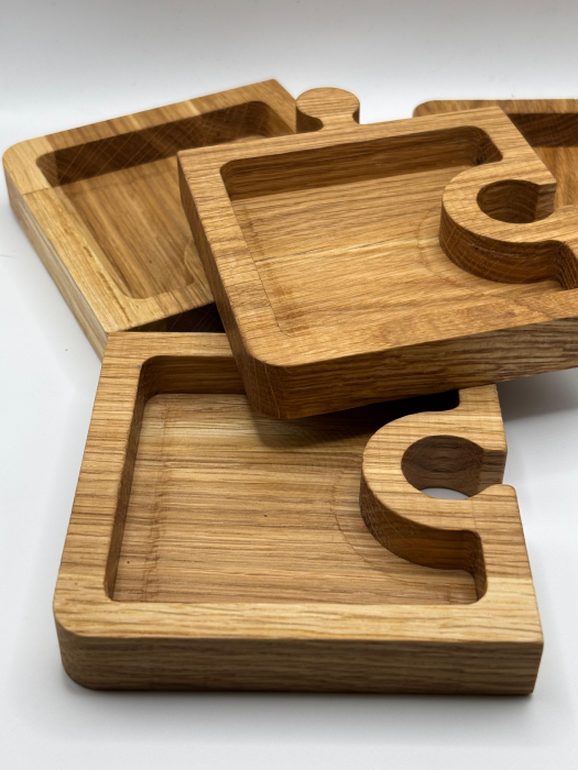 Tăviță Puzzle din Lemn Masiv de Stejar 20x20 cm | Servire Premium [4]