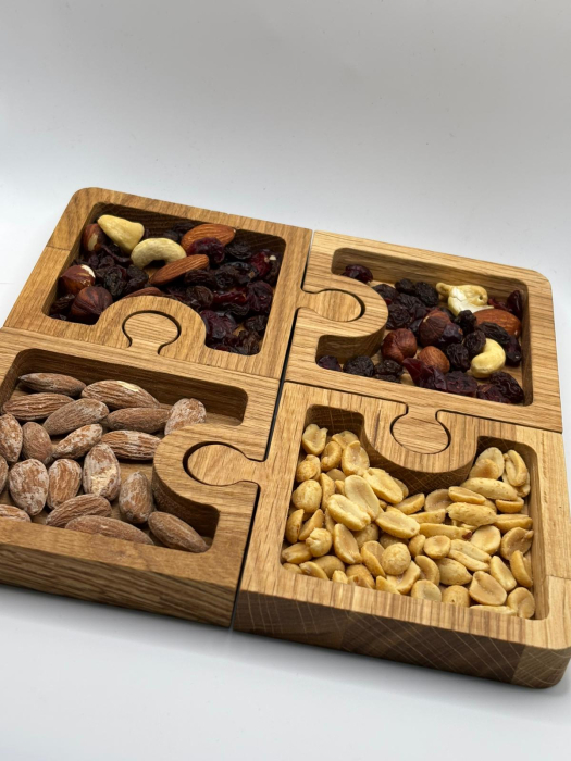Tăviță Puzzle din Lemn Masiv de Stejar 20x20 cm | Servire Premium [8]