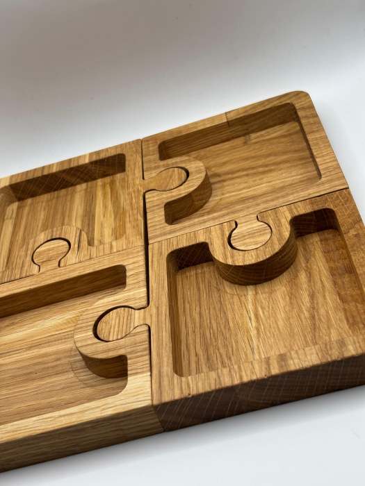Tăviță Puzzle din Lemn Masiv de Stejar 20x20 cm | Servire Premium [3]