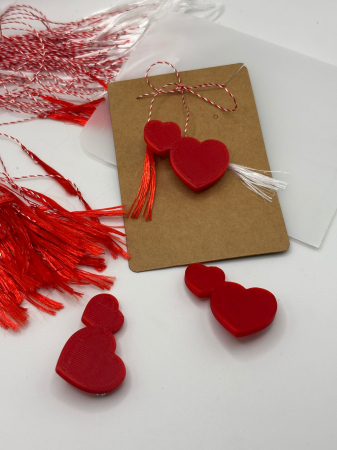 Produse sezoniere - Mărțișor 2 Inimioare Printat 3D – Broșă Romantică 1 Martie