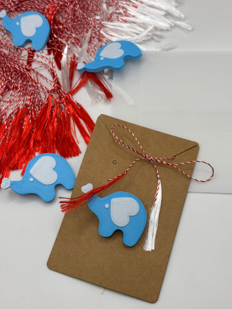 Produse sezoniere - Mărțișor elefant albastru printat 3D cu broșă | 1 Martie