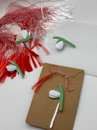 Produse sezoniere - Mărțișor ghiocel printat 3D cu broșă | 1 Martie