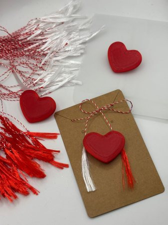 Mărtișor - Mărțișor Inimioară Printat 3D – Broșă Delicată 1 Martie