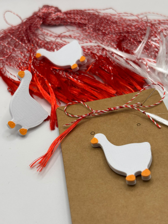 Mărtișor - Mărțișor gâscă printat 3D cu broșă | 1 Martie