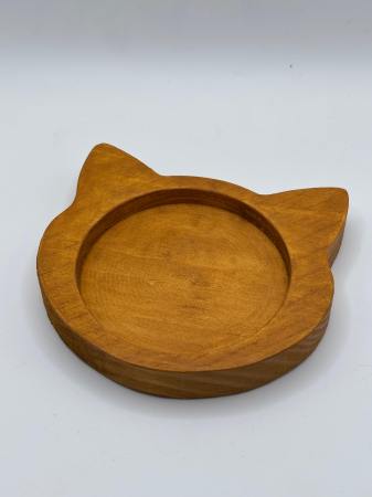 Suport pentru cană / pahar din lemn – pisica