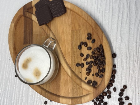 Accesorii casa - Tăviță lemn masiv fag – formă boabă de cafea 30x22 cm