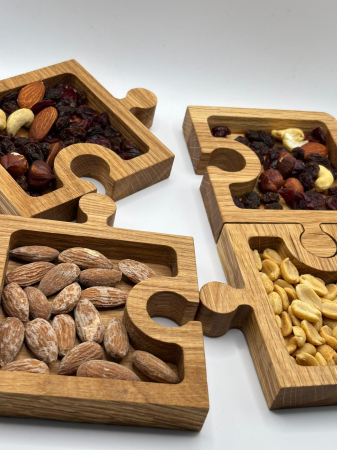 Accesorii casa - Tăviță Puzzle din Lemn Masiv de Stejar 20x20 cm | Servire Premium