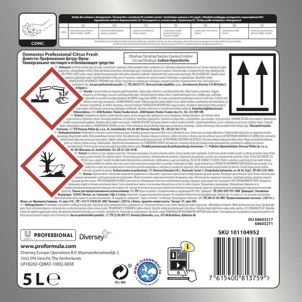 Domestos Pro Formula Detergent Lichid Dezinfectant Zilnic Citrus Fresh 5 L [2]