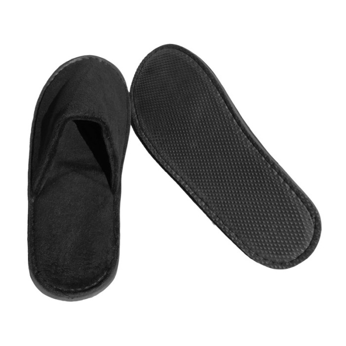 Papuci inchisi in fata din bumbac 100%, velour negru [2]