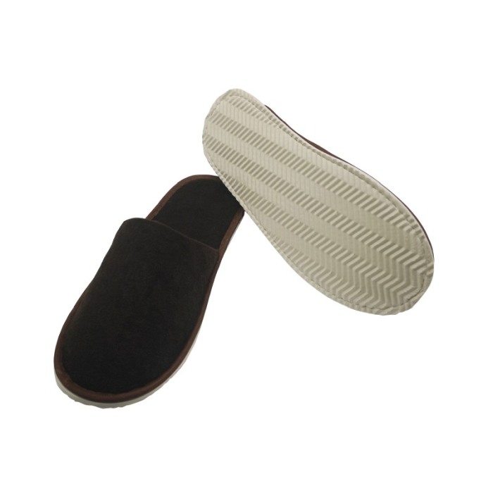 Papuci inchisi in fata din frotir, 8 mm, maro [3]