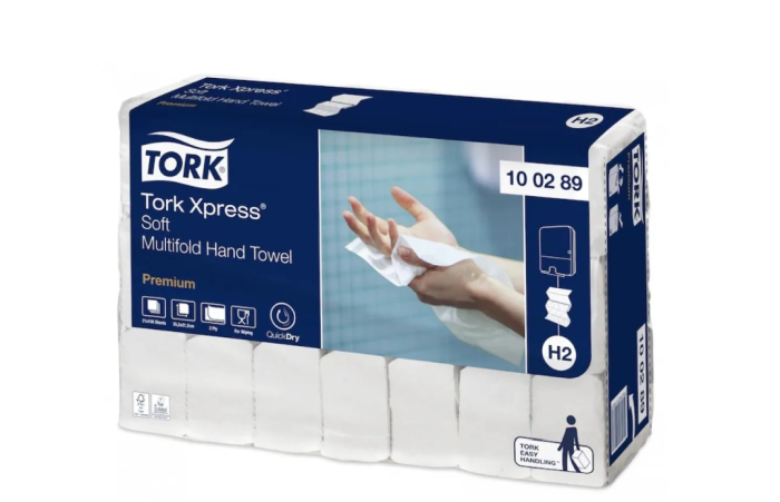 Prosoape hartie pliate Premium, 2 straturi, 150 buc/pachet, Tork Xpress Soft Multifold [2]