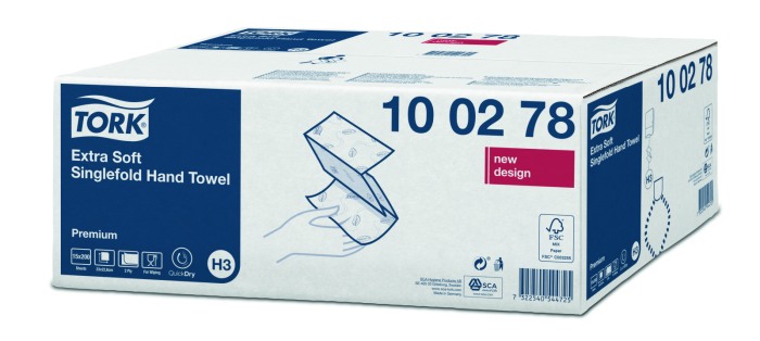 Prosoape pentru maini pliate Tork Singlefold Extra Soft, Premium, 2 straturi [3]