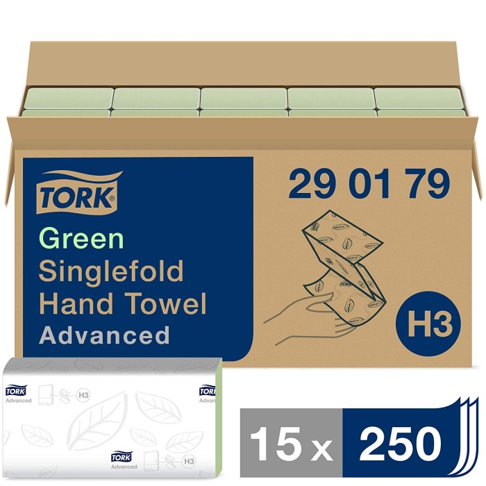 Prosoape pentru Maini Pliate Tork Singlefold, verzi, 2 straturi [2]