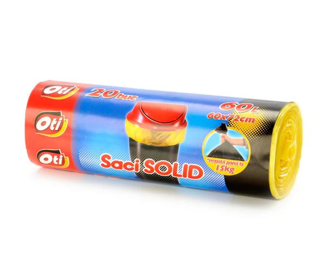 Saci menajeri SOLID, 60L, galben, 20 buc./rola [1]