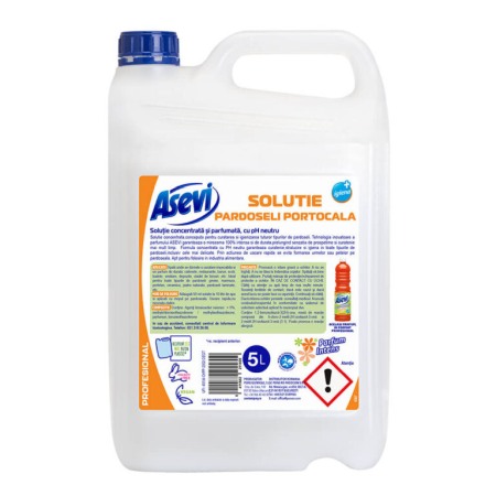 Detergenti profesionali - Asevi Profesional, Solutie curatat pardoseli, Portocala, 5l
